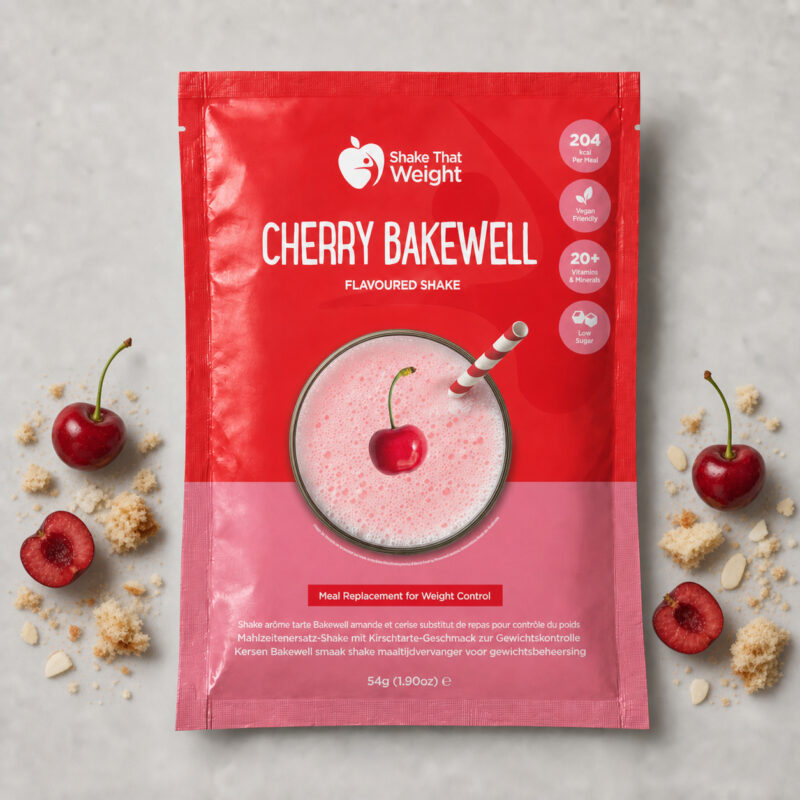Shake That Weight cherry bakewell flavoured meal replacement shake sachet, 54g, 204 kcal per meal