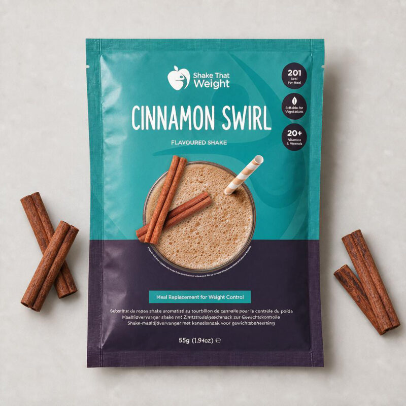 Shake That Weight cinnamon swirl flavoured meal replacement shake sachet, 55g, 201 kcal per meal