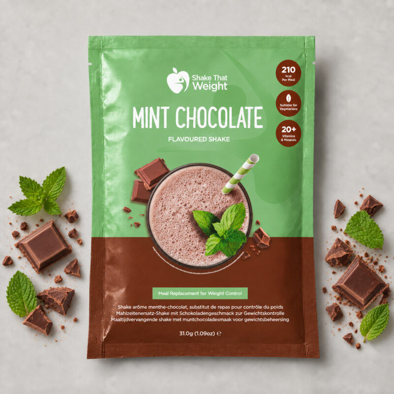 Shake That Weight mint chocolate flavoured meal replacement shake sachet, 31g, 210 kcal per meal