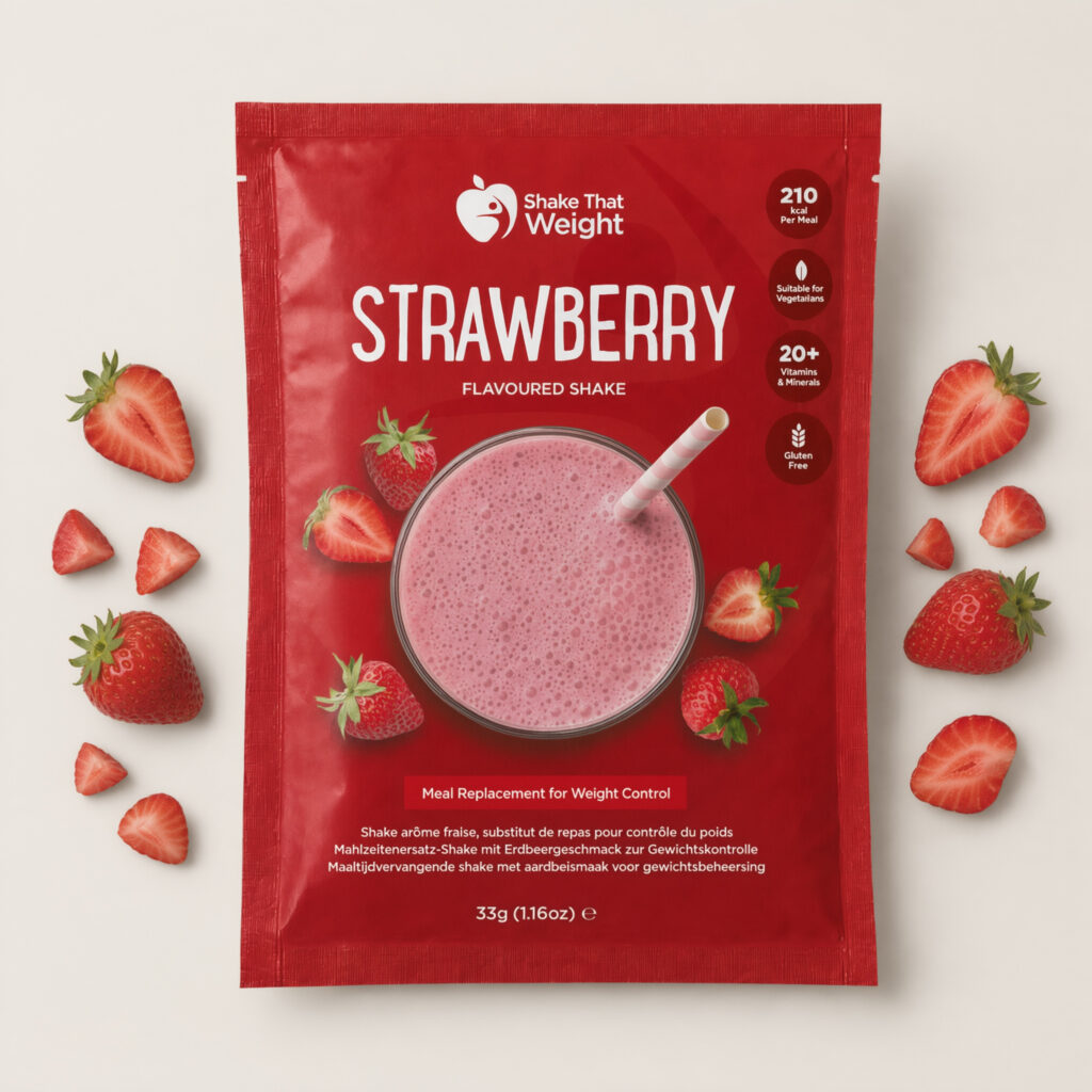 Shake That Weight strawberry flavoured meal replacement shake sachet, 33g, 210 kcal per meal